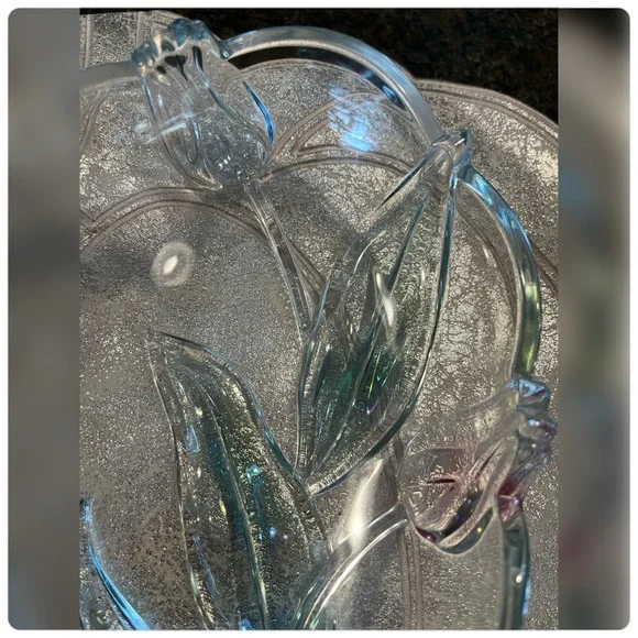 Mikasa-Tivoli Crystal Heart Shaped Tulip Serving Bowl/Platter-9 1/2" - Picture 3 of 7